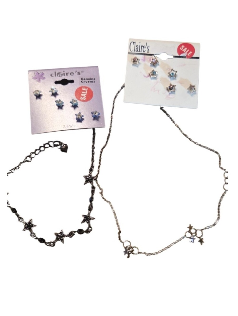 Claire's Silver Star Necklace and Bracelet Set - Silver Tone